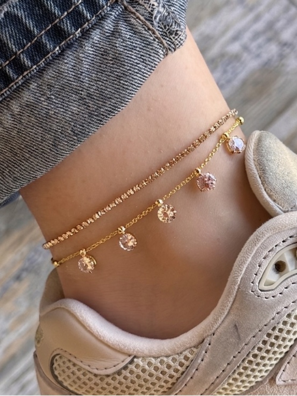 3/$40! Dainty Gold Layered Anklet | 14k Gold Plated Water Resistant Summer - Picture 3 of 3
